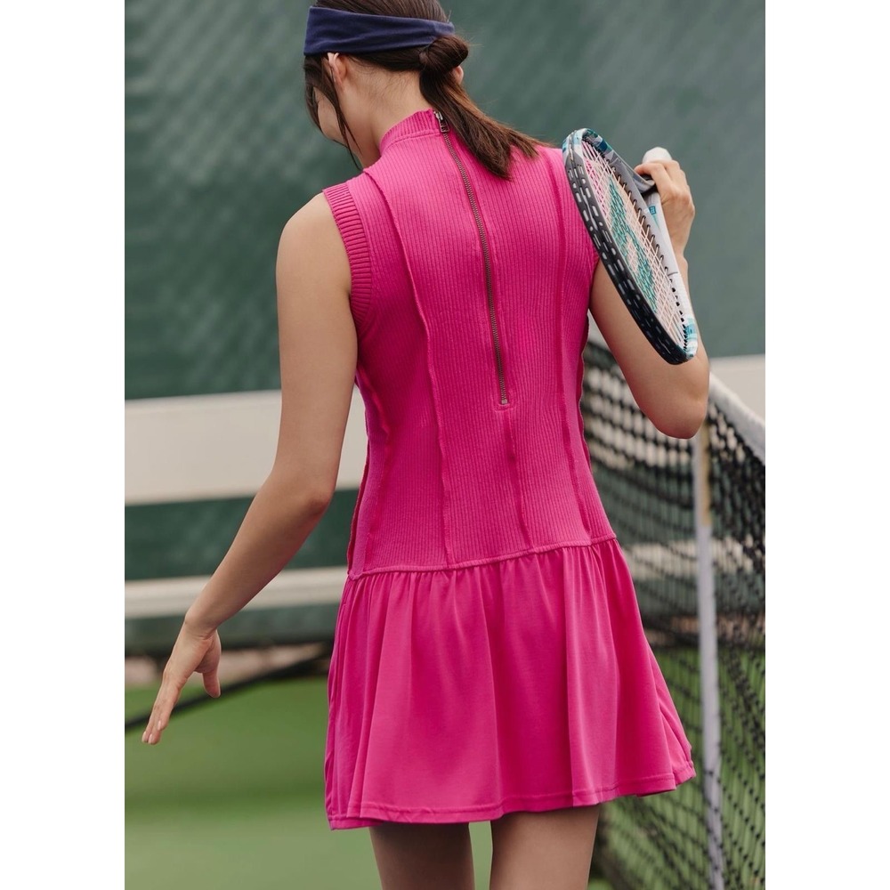 ANTHROPOLOGIE Daily‎ Practice New Mini Dress LARGE Buzzer Beater Sleeveless Pink - Picture 7 of 10